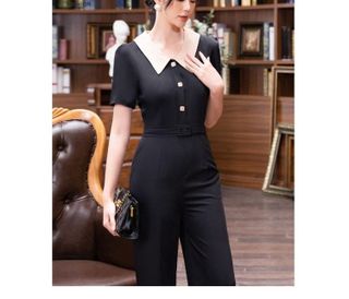 No. 1 - Jumpsuit Nữ Áo Cổ Sen Tay NgắnNKBD2203021 - 4