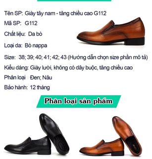 No. 5 - Giày Tây Nam Tăng Chiều Cao Da Bò Nappa G112 - 4