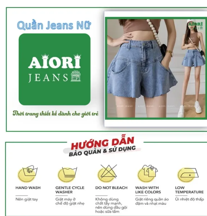 No. 2 - Quần Short Jeans Lưng Cao Dáng Xòe Aiori - 4