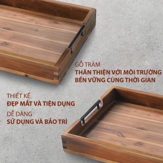 No. 7 - Khay Gỗ Tràm Tay Cầm Kim Loại - 1