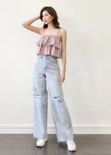 No. 6 - Quần Jeans Suông MIEU Mài Rách - HJN03 - 1