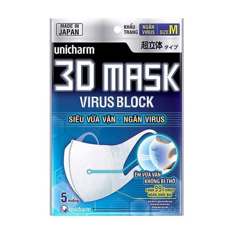 No. 2 - Khẩu Trang Trắng Unicharm 3D Mask Virus Block - 1