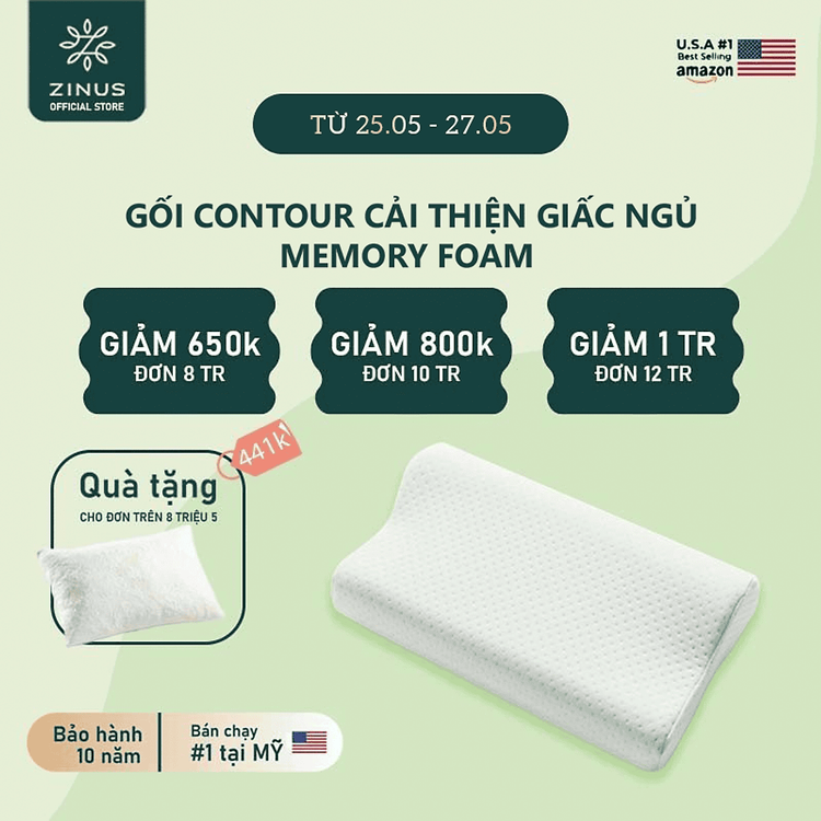 No. 2 - Gối Contour Memory Foam Zinus - 4