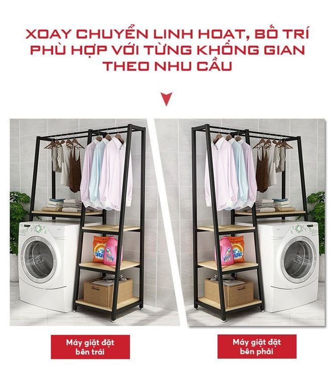 No. 6 - Kệ Máy Giặt Kèm Thanh Treo KENAKMG-1008 - 5