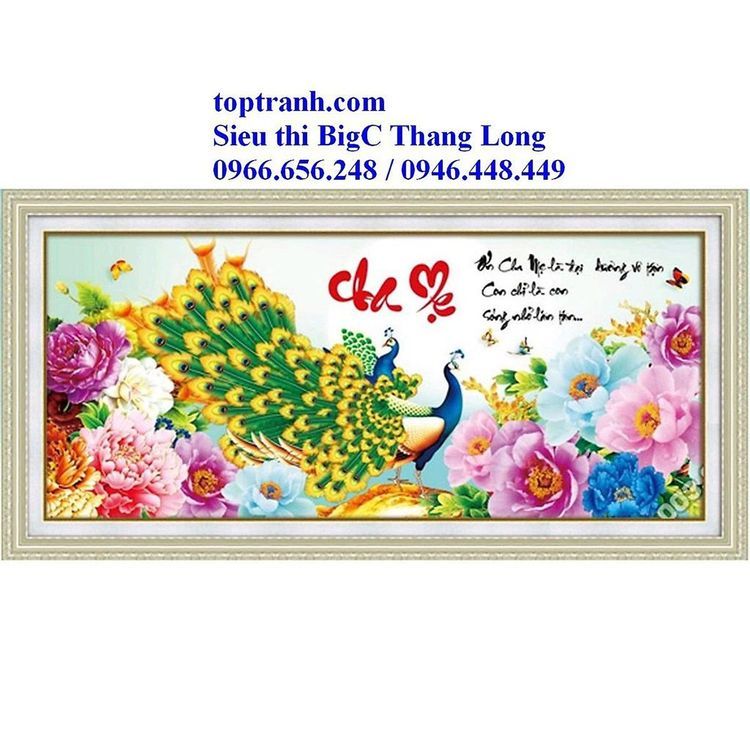 No. 8 - Tranh Thêu Chữ Thập Cha Mẹ Hạc&Hoa Mẫu ĐơnAL51419 - 1