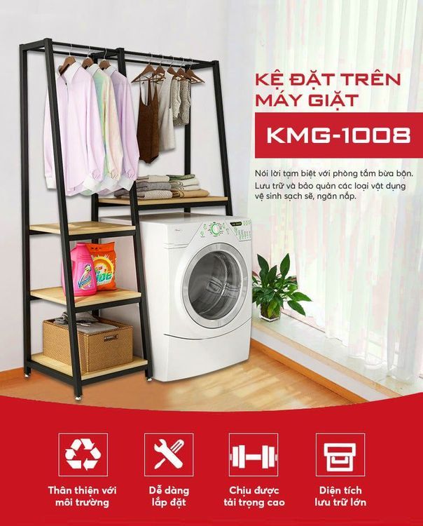 No. 6 - Kệ Máy Giặt Kèm Thanh Treo KENAKMG-1008 - 2