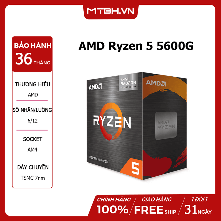 No. 1 - CPU Máy Tính AMD Ryzen 5 5600G - 3