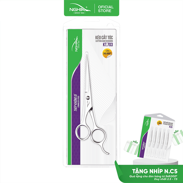 No. 2 - Kéo Cắt Tóc Kềm Nghĩa KT.703 - 3