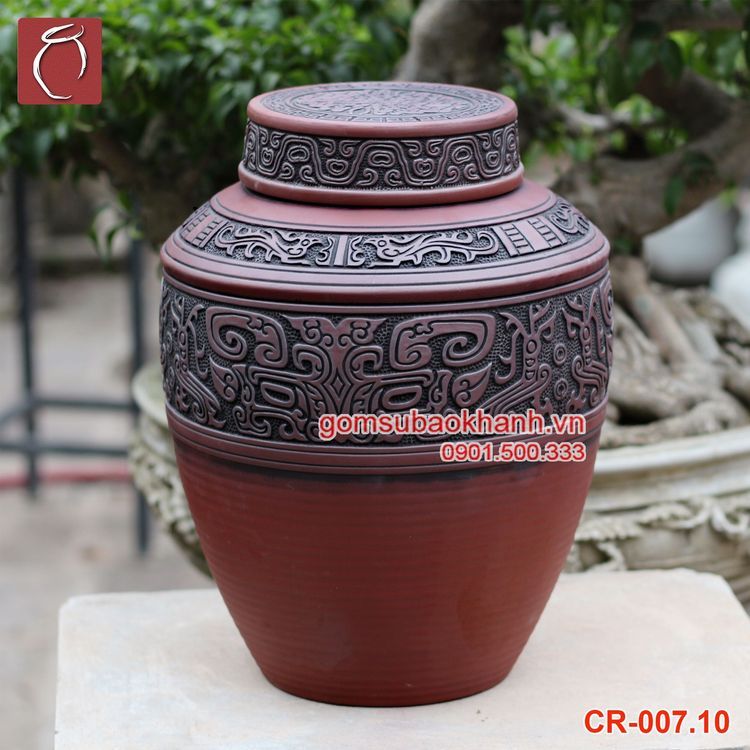 No. 3 - Chum Sành Ngâm Rượu Hoa Văn Cổ Đắp Nổi - 6