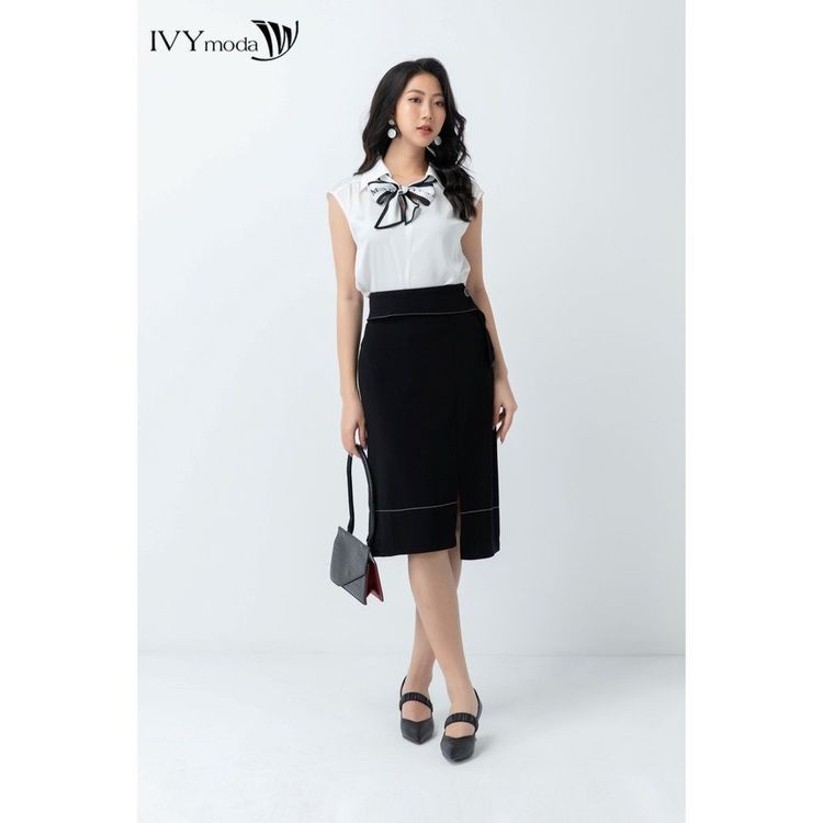 No. 7 - Chân Váy Bút Chì Cạp Nhún Xẻ Tà IVY Moda MS 30M6483 - 2