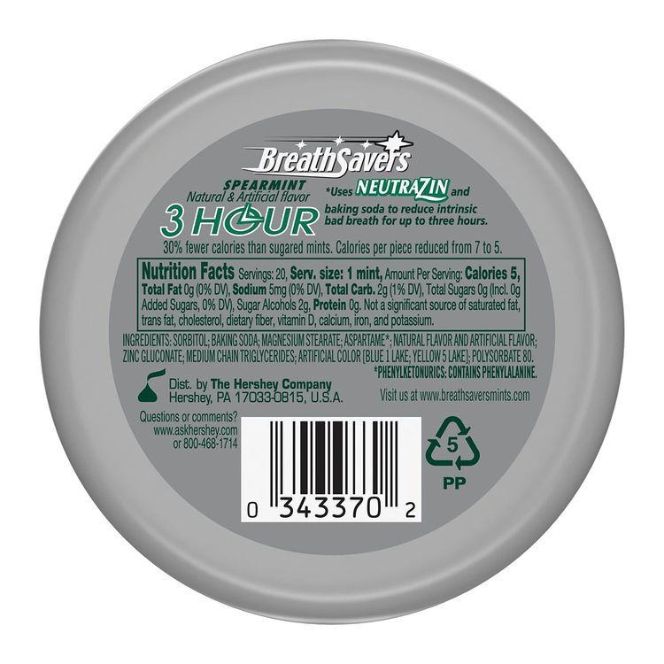 No. 6 - BREATH SAVERS 3-Hour Spearmint Sugar Free Mints - 3