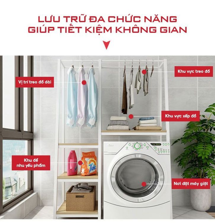 No. 6 - Kệ Máy Giặt Kèm Thanh Treo KENAKMG-1008 - 4