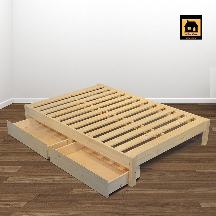 No. 7 - Giường Ngủ Pallet Gỗ Thông Có Hộc - 1