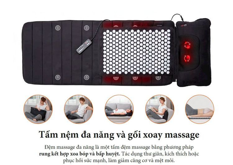No. 6 - Đệm Massage Toàn Thân Có Gối Xoa Bóp Hồng Ngoại Lanaform Delight LA110316 - 6