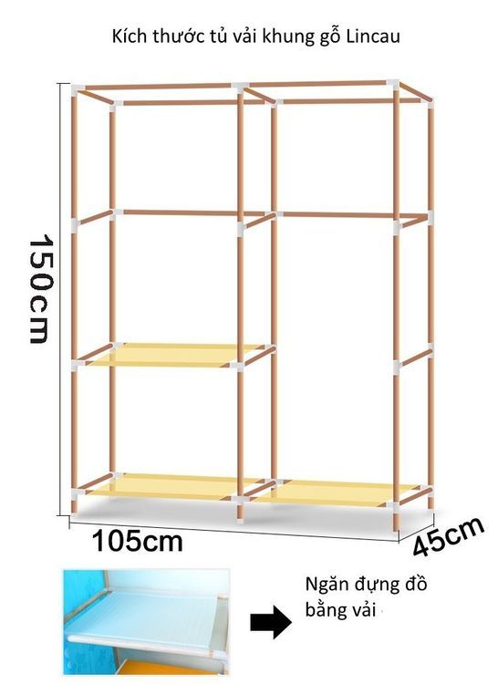 No. 8 - Tủ Vải Khung Gỗ 2 Buồng - 1