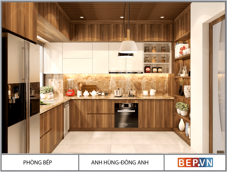 No. 2 - Tủ Bếp Gỗ Công Nghiệp 4 Cánh AerosTB-23 - 5