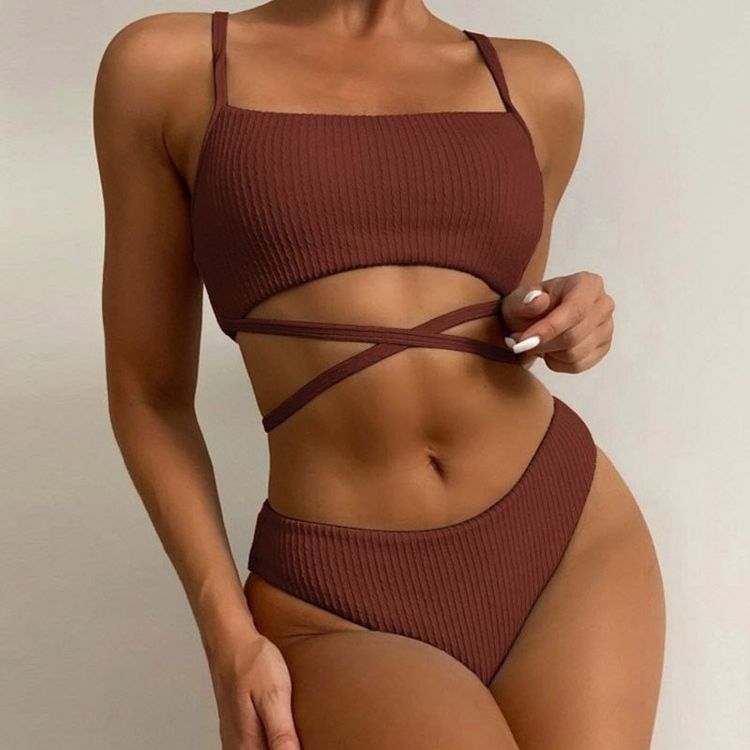 No. 5 - Cross Waist Strap Sexy Rib Thong - 3