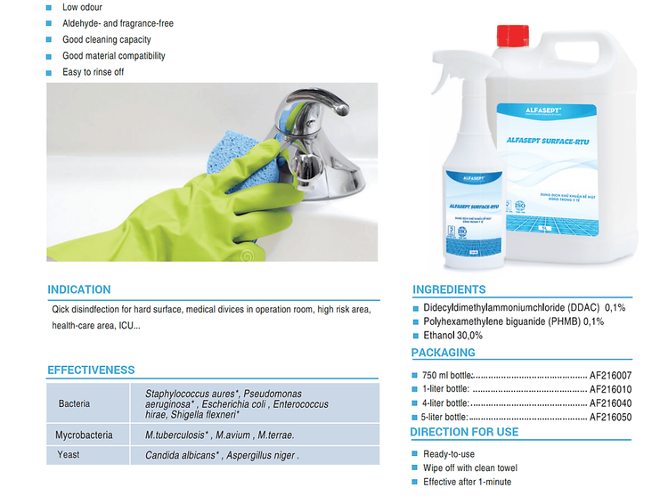 No. 5 - Xịt Khử Khuẩn ALFASEPT SURFACE - RTU - 3
