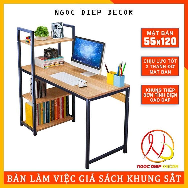 No. 5 - Bàn Chữ L Chân Sắt Kèm Kệ Sách Đa Năng FAMI-008 - 6