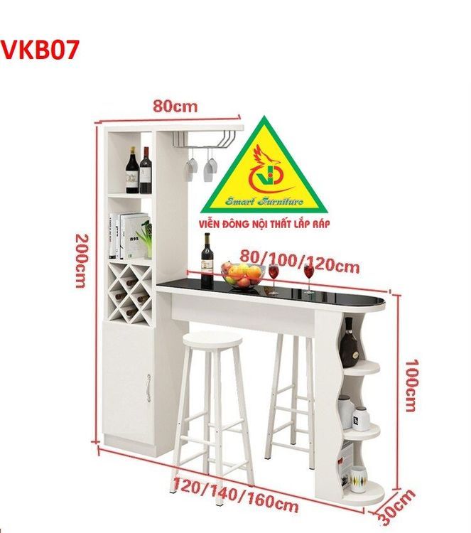 No. 5 - Tủ Rượu Kết Hợp Quầy Bar Mini VKB07 - 3