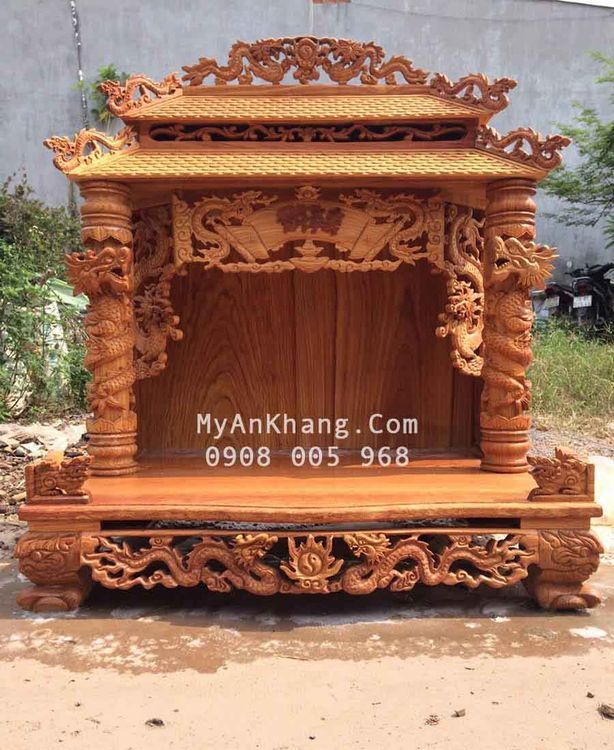 No. 5 - Bàn Thờ Ông Địa Gỗ Gõ Mái Chùa - 5