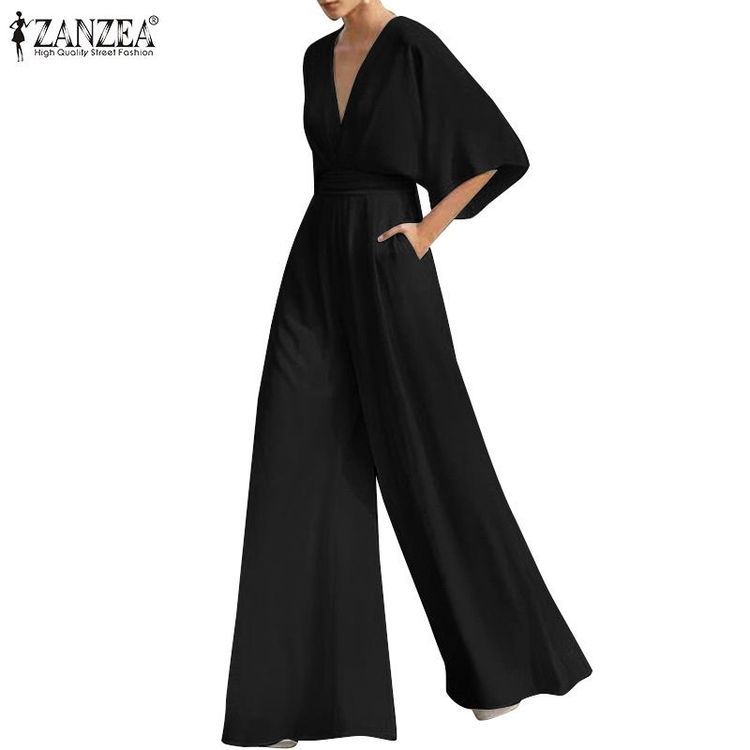 No. 5 - Jumpsuit tay lửng ống rộng ZANZEA - 1