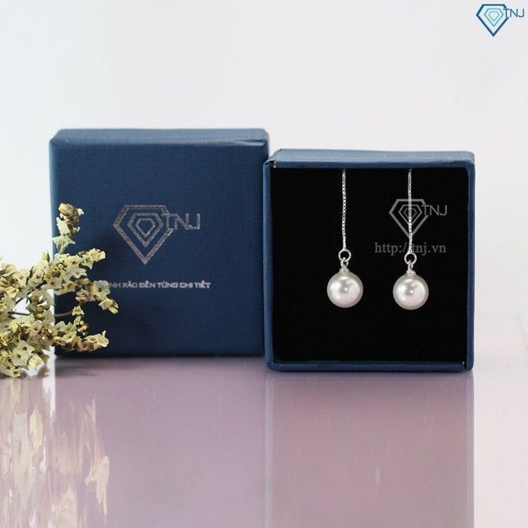 No. 8 - Bông Tai Bạc Nữ Dài Đính Ngọc Trai Sang Trọng BTN0076 - 4