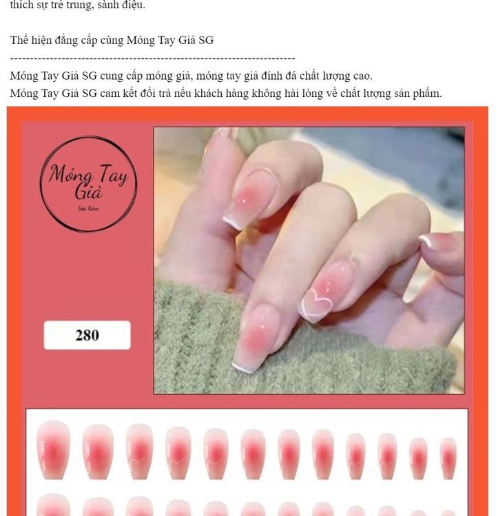 No. 4 - OEM 24 Móng Tay Giả Viền Trắng Hoa - 4