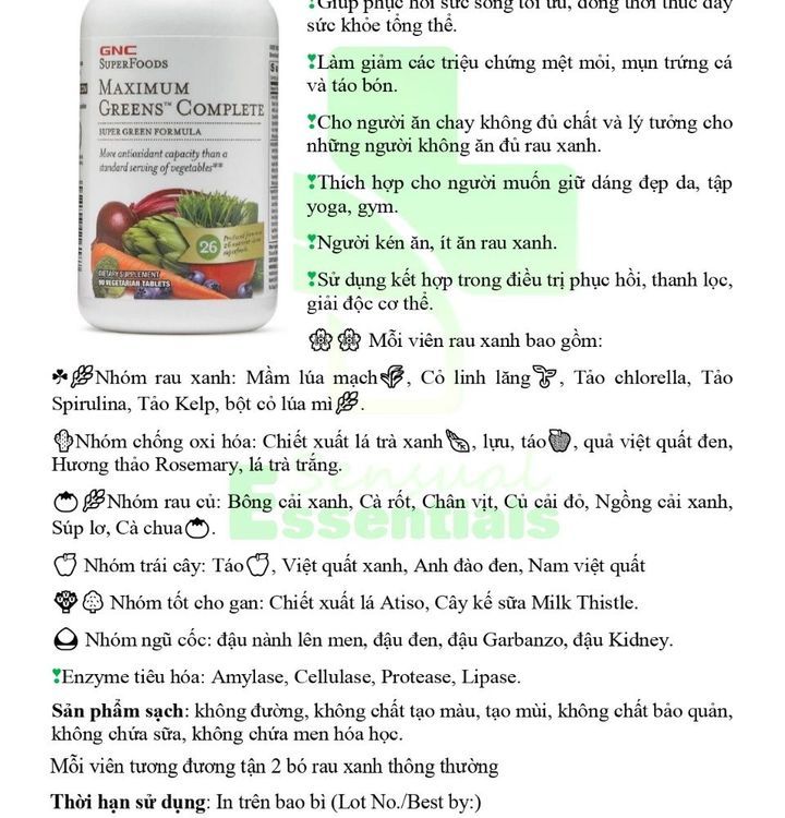 No. 6 - Viên Uống Bổ Sung Rau Củ SuperFoods Maximum Green™ Complete - 1