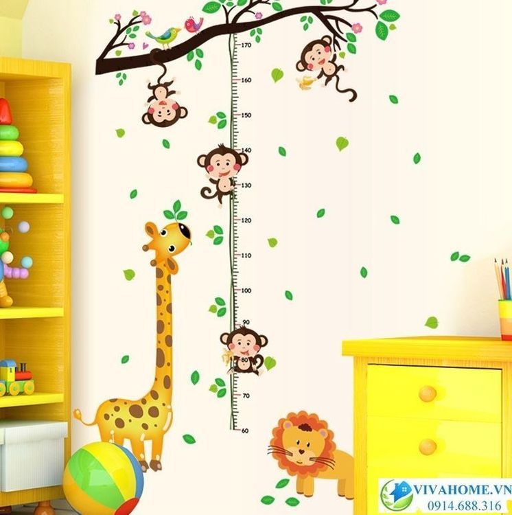 No. 3 - Decal Dán Tường Thước Đo Chiều Cao Hình Con Vật - 2