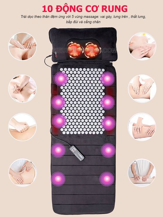 No. 6 - Đệm Massage Toàn Thân Có Gối Xoa Bóp Hồng Ngoại Lanaform Delight LA110316 - 5