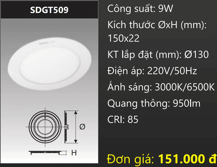 No. 8 - Đèn LED Âm Trần Duhal 9W - 1