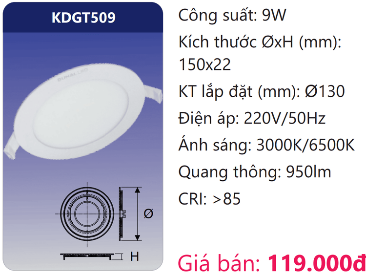 No. 8 - Đèn LED Âm Trần Duhal 9W - 3