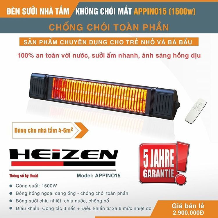 No. 1 - Đèn Sưởi Nhà Tắm Hans Heizen AppinoAppino10/Appino15/Appino20 - 2