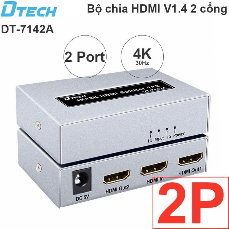 No. 6 - Bộ Chia HDMI Dtech DT-7142A - 4