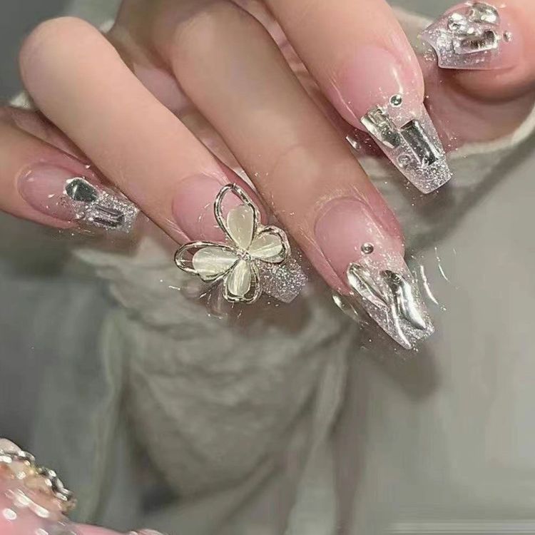 No. 5 - YADORNOS Set 24 Móng Tay Giả Phối Hình Bướm 3D - 2