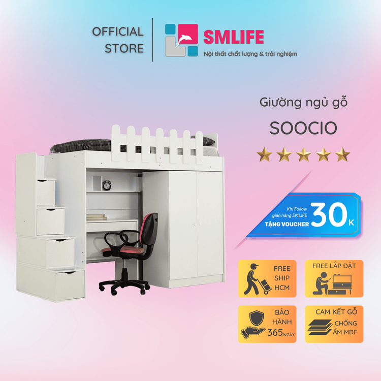 No. 5 - Giường Tầng Gỗ Hiện Đại Cho Bé Smlife Soocio - 6