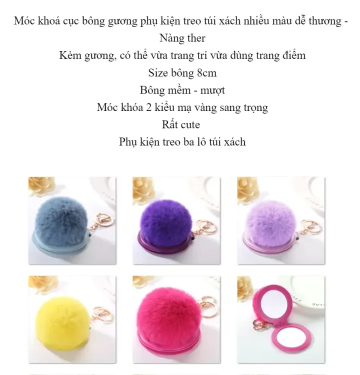 No. 7 - Móc Khóa Cục Bông Kèm Gương - 2