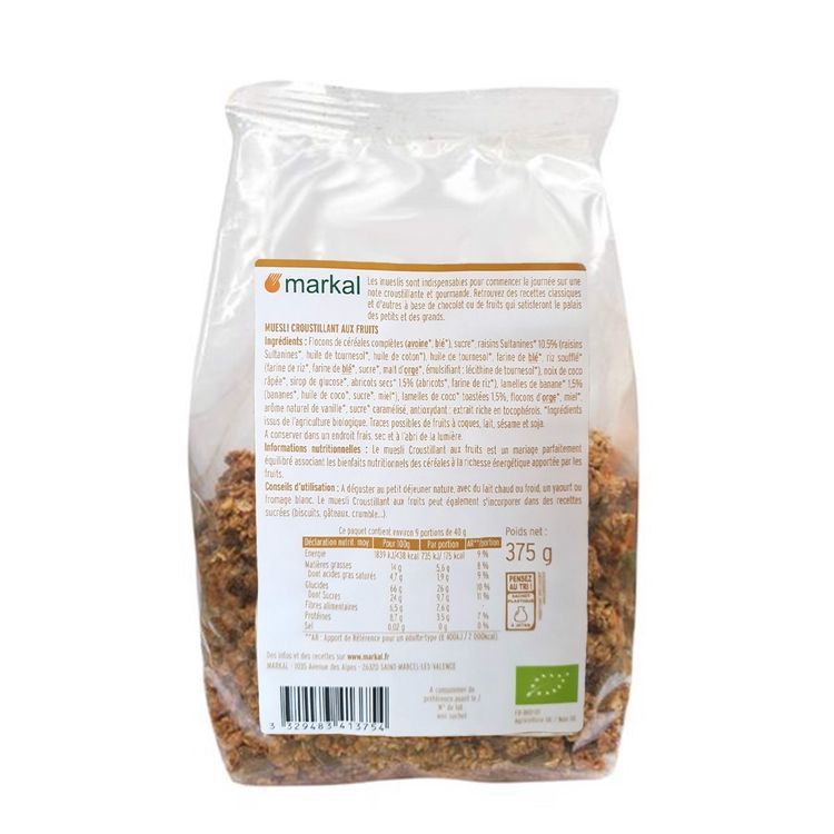 No. 1 - Ngũ Cốc Giòn Trái Cây Hữu Cơ Muesli Crunchy Markal375g - 5