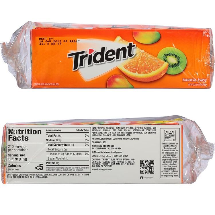 No. 2 - Kẹo Cao Su Không Đường Trident Tropical Twist - 1