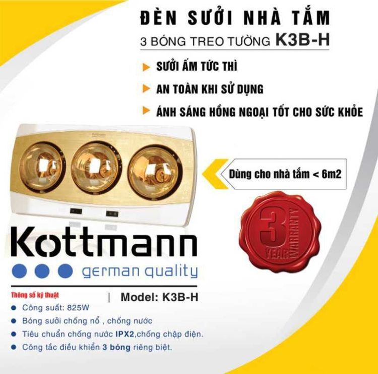 No. 5 - Đèn Sưởi Nhà Tắm Hans KottmanK2BH/K3BH - 6