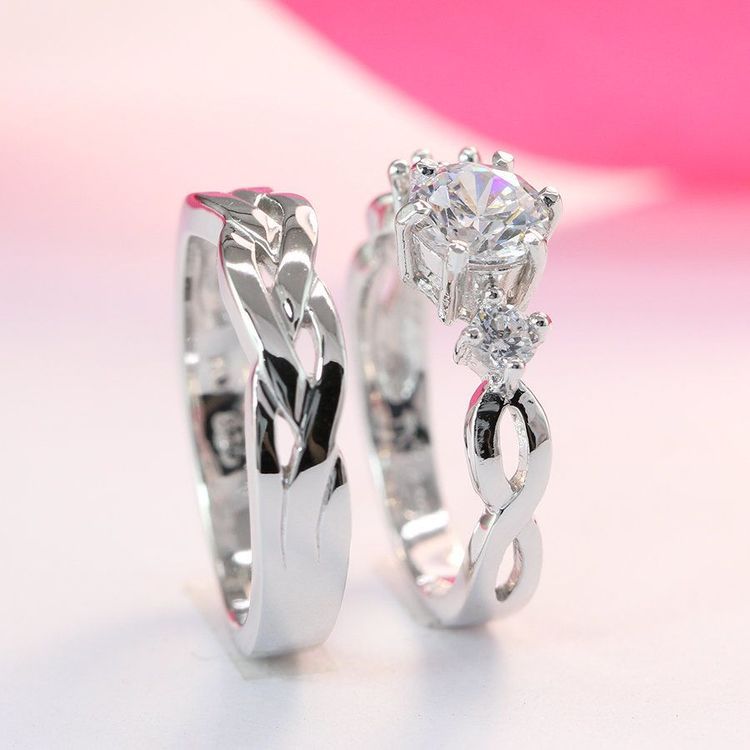 No. 4 - Nhẫn Đôi Bạc 925 Vô Cực Đính Đá Khắc Tên TNJND0181 - 6