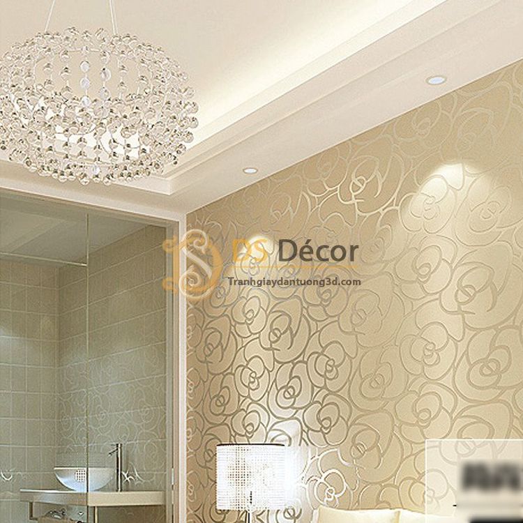 No. 4 - Giấy Dán Tường 3D Hoa Hồng Nền Vàng - 5